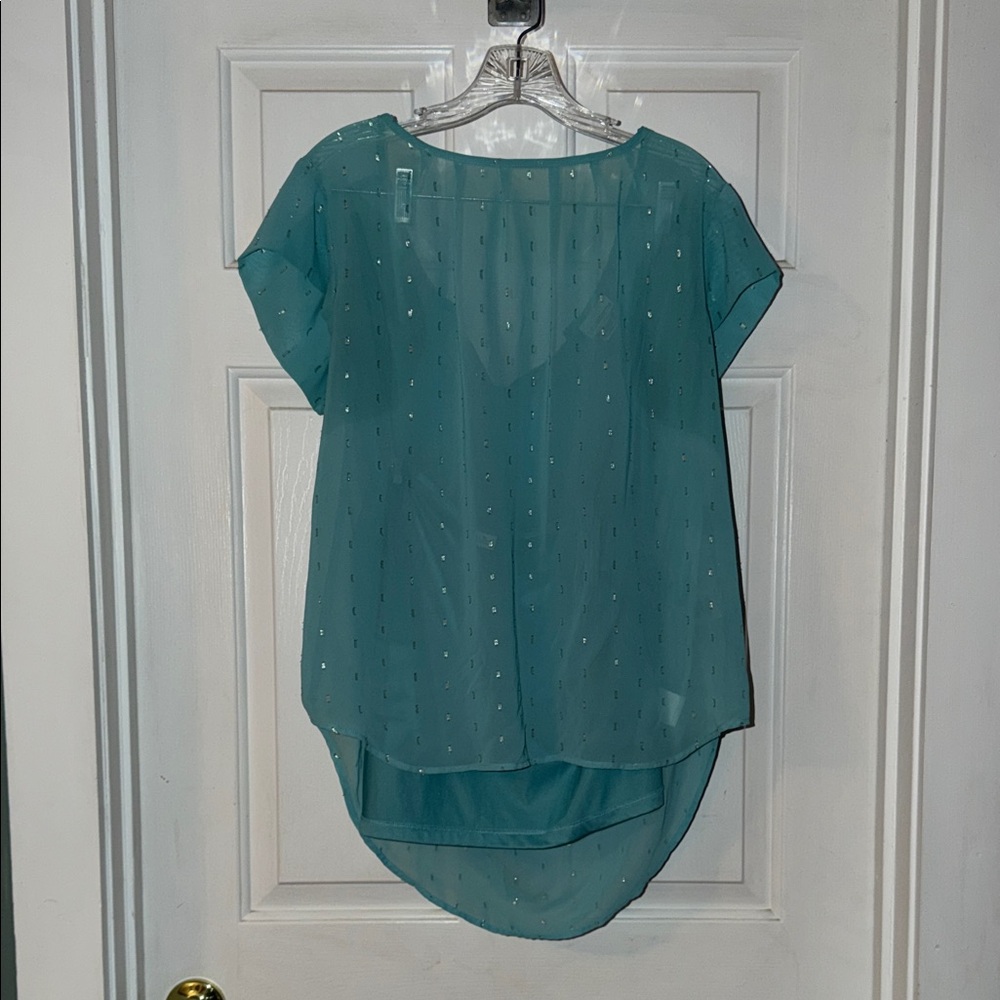 Chic Teal Sheer Women's Blouse